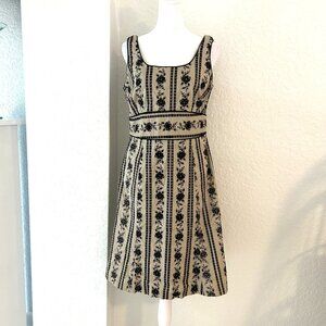 Carole Little Black & Tan Embroidered Dress